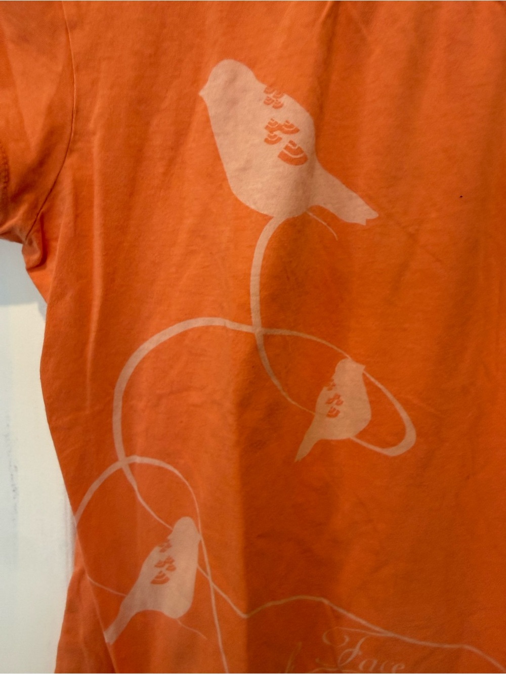Soft orange/peachand white vintage bird print t-shirt by The North Face - Picture 4 of 7